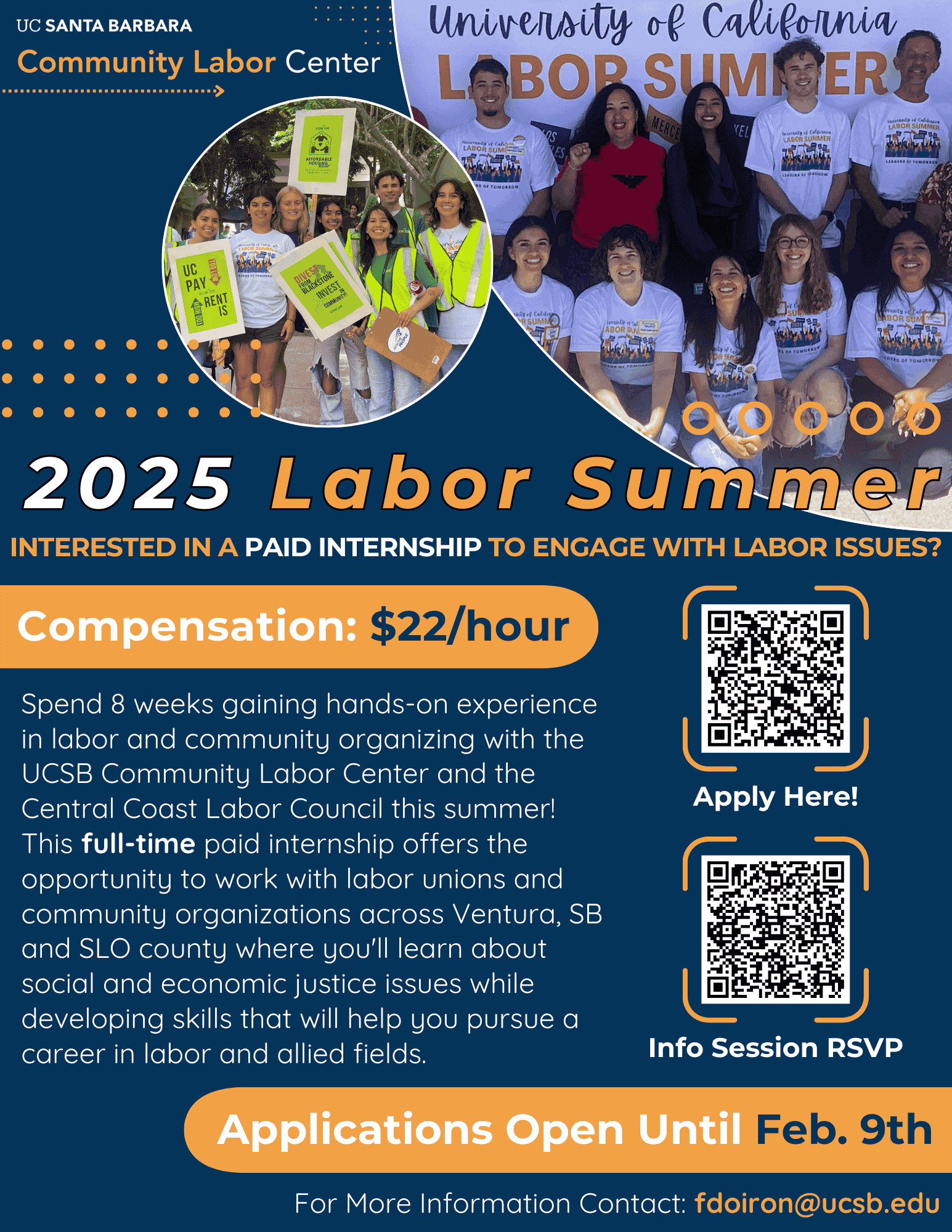 Flyer describing the Labor Summer internship.