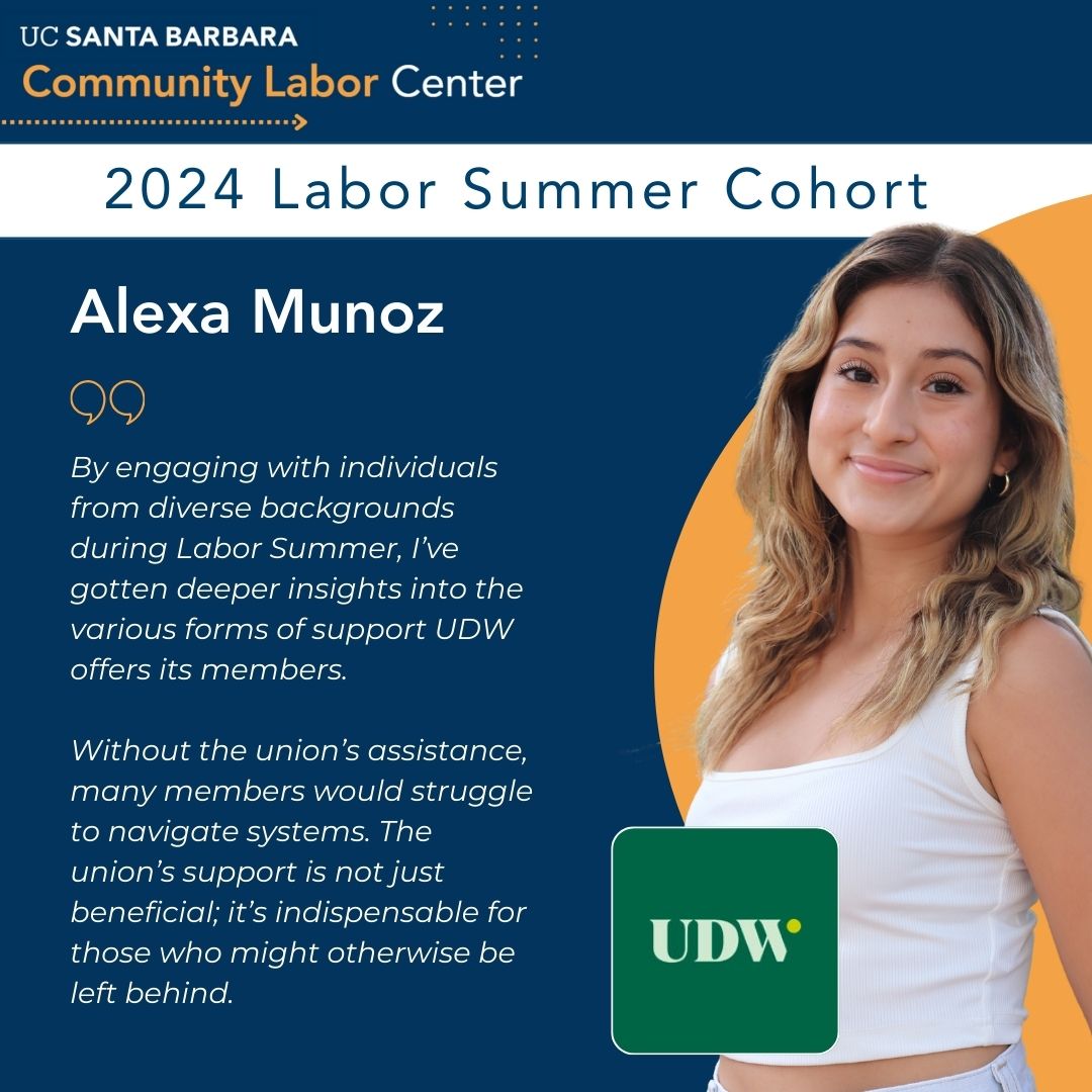 Graphic describing Labor Summer intern, Alexa Munoz's experience.