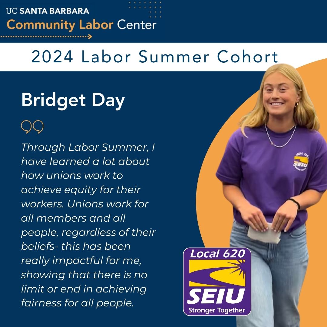 Graphic describing Labor Summer intern, Bridget Day's experience.