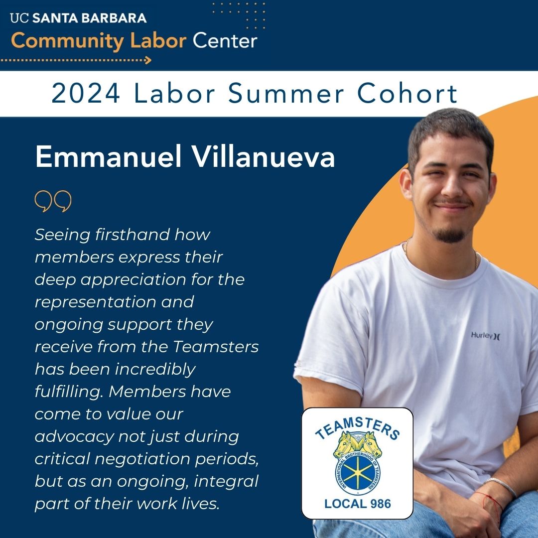 Graphic describing Labor Summer intern, Emmanuel Villanueva's experience.