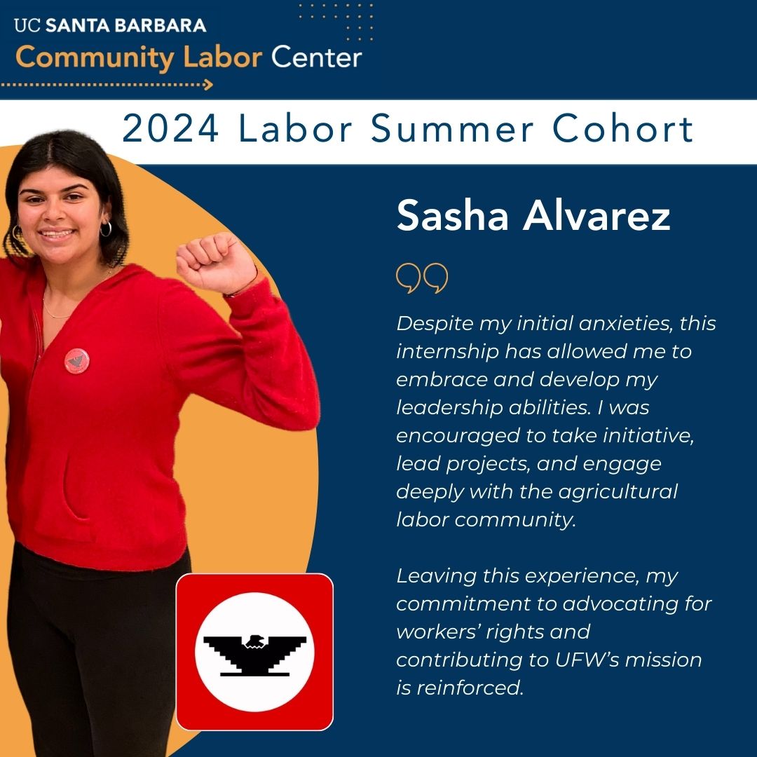 Graphic describing Labor Summer intern, Sasha Alvarez's experience.