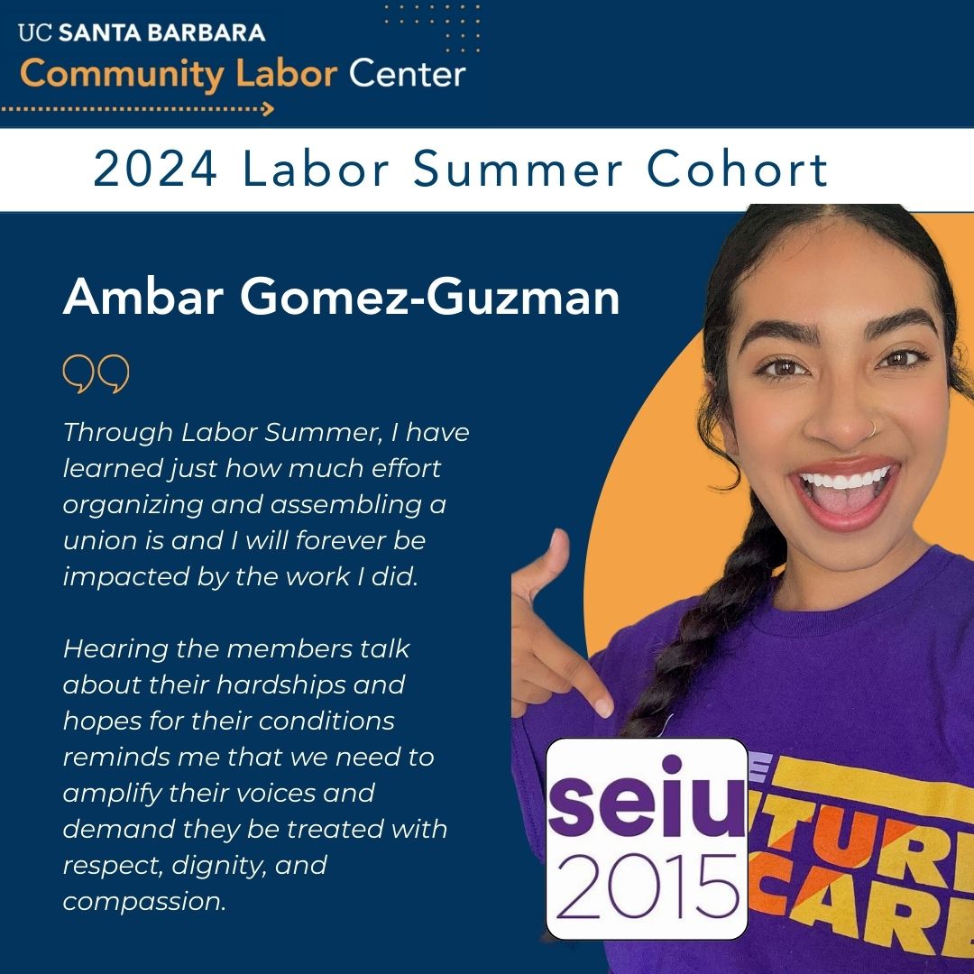 Graphic describing Labor Summer intern, Ambar Gomez-Guzman's experience.